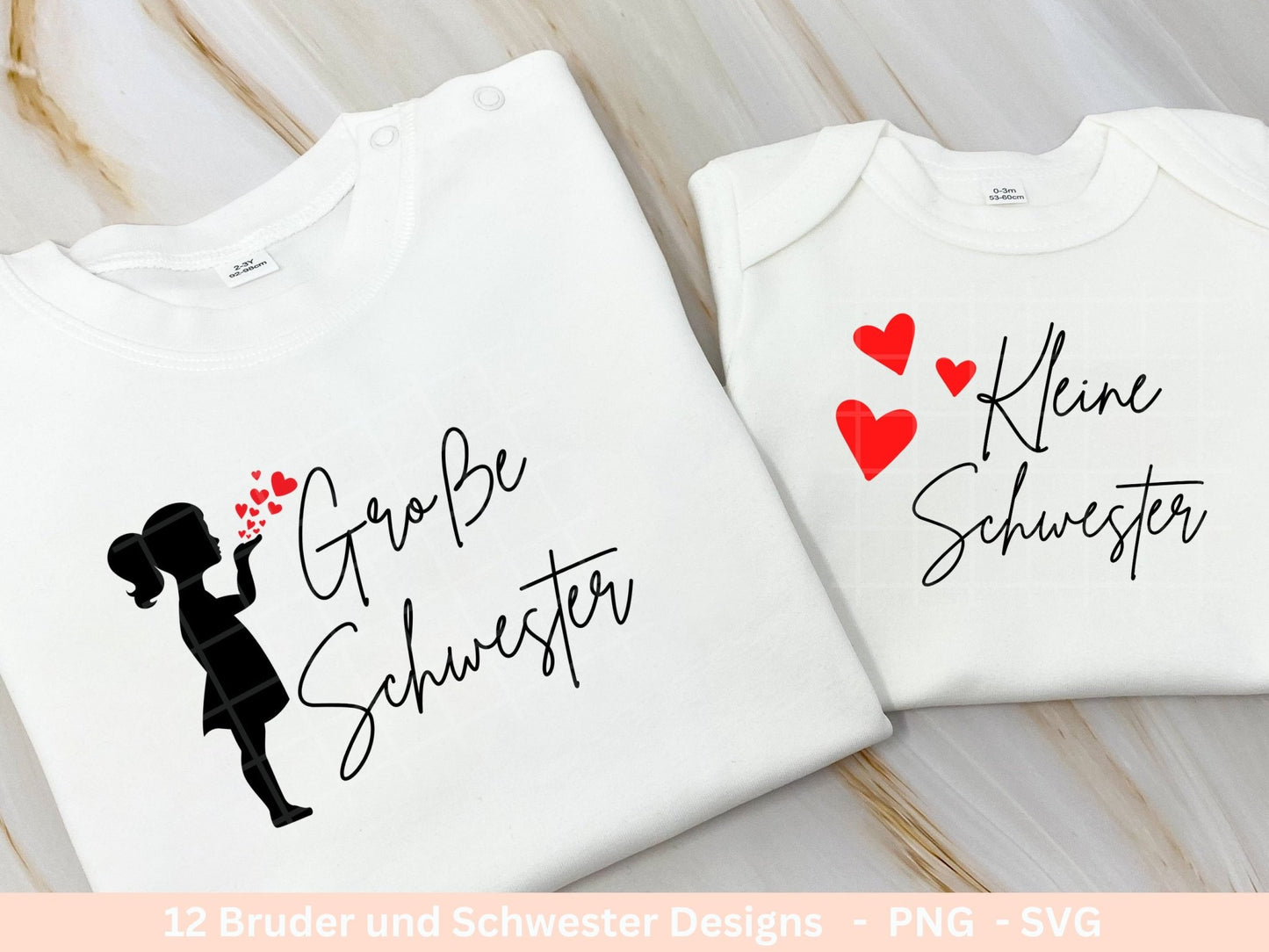 Deutsche Plotterdatei - Große Schwester - Großer Bruder svg - Kleiner Bruder svg - Baby Shower Geschenk Svg - Geschenk zur Geburt - Cricut - EmidaDesign