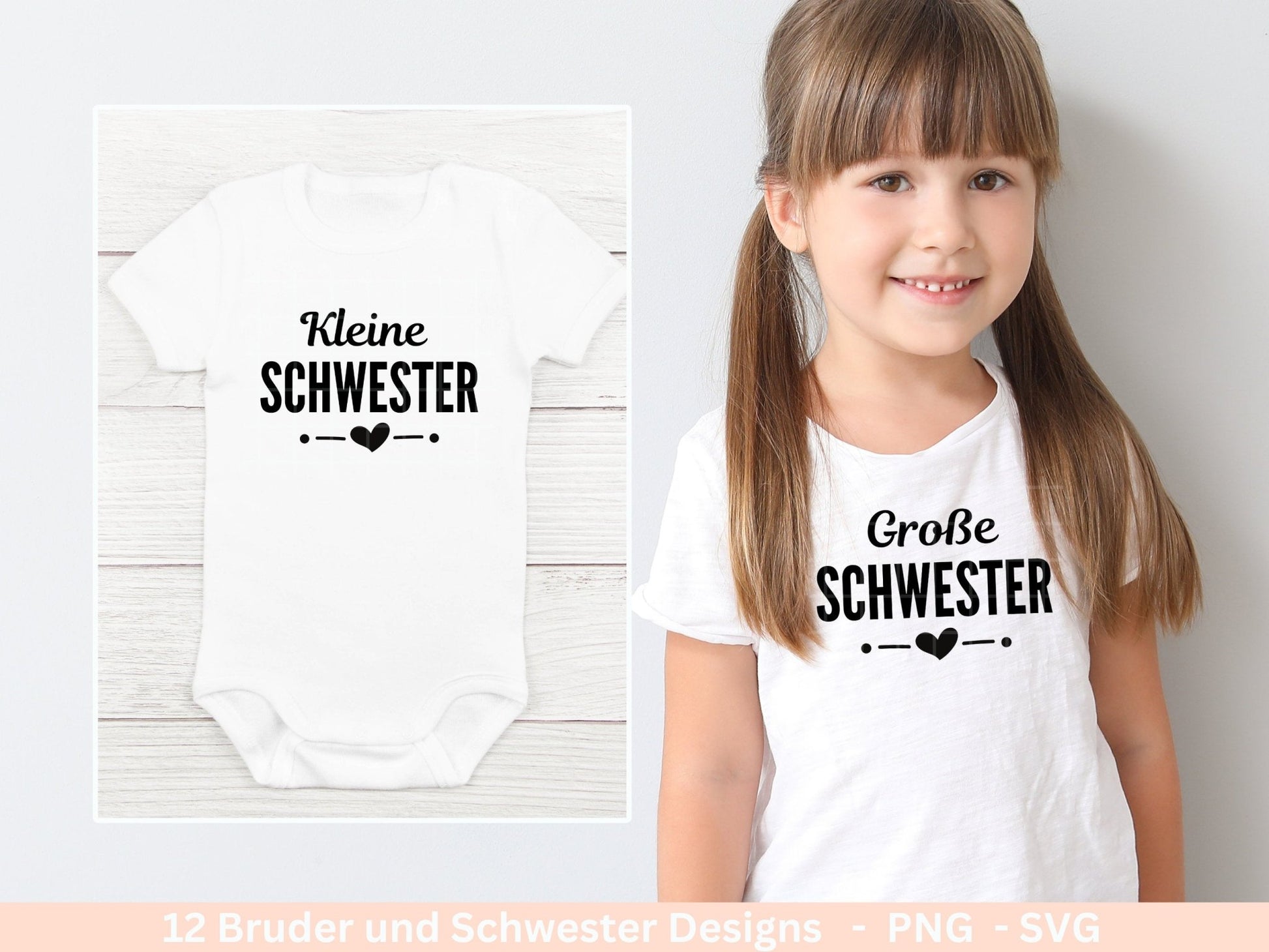 Deutsche Plotterdatei - Große Schwester - Großer Bruder svg - Kleiner Bruder svg - Baby Shower Geschenk Svg - Geschenk zur Geburt - Cricut - EmidaDesign