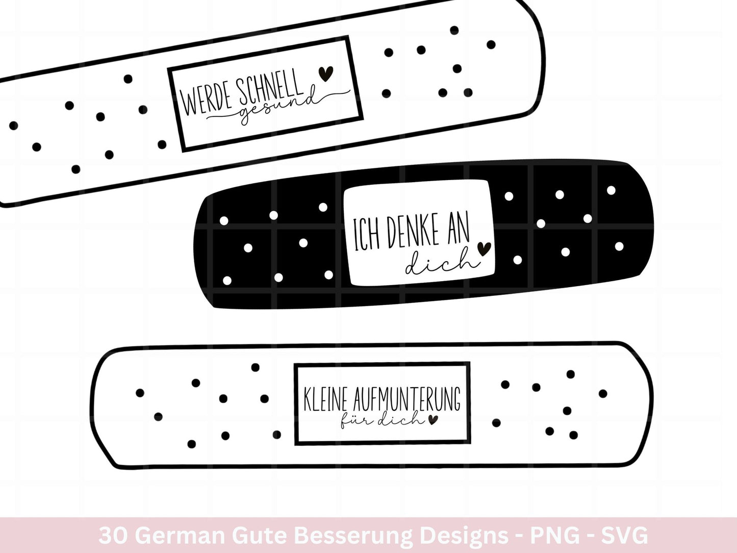 Deutsche Plotterdatei Gute Besserung - Gute Besserungspflaster - Wildblumen svg - Genesung Werde schnell gesund svg - Cricut Silhouette