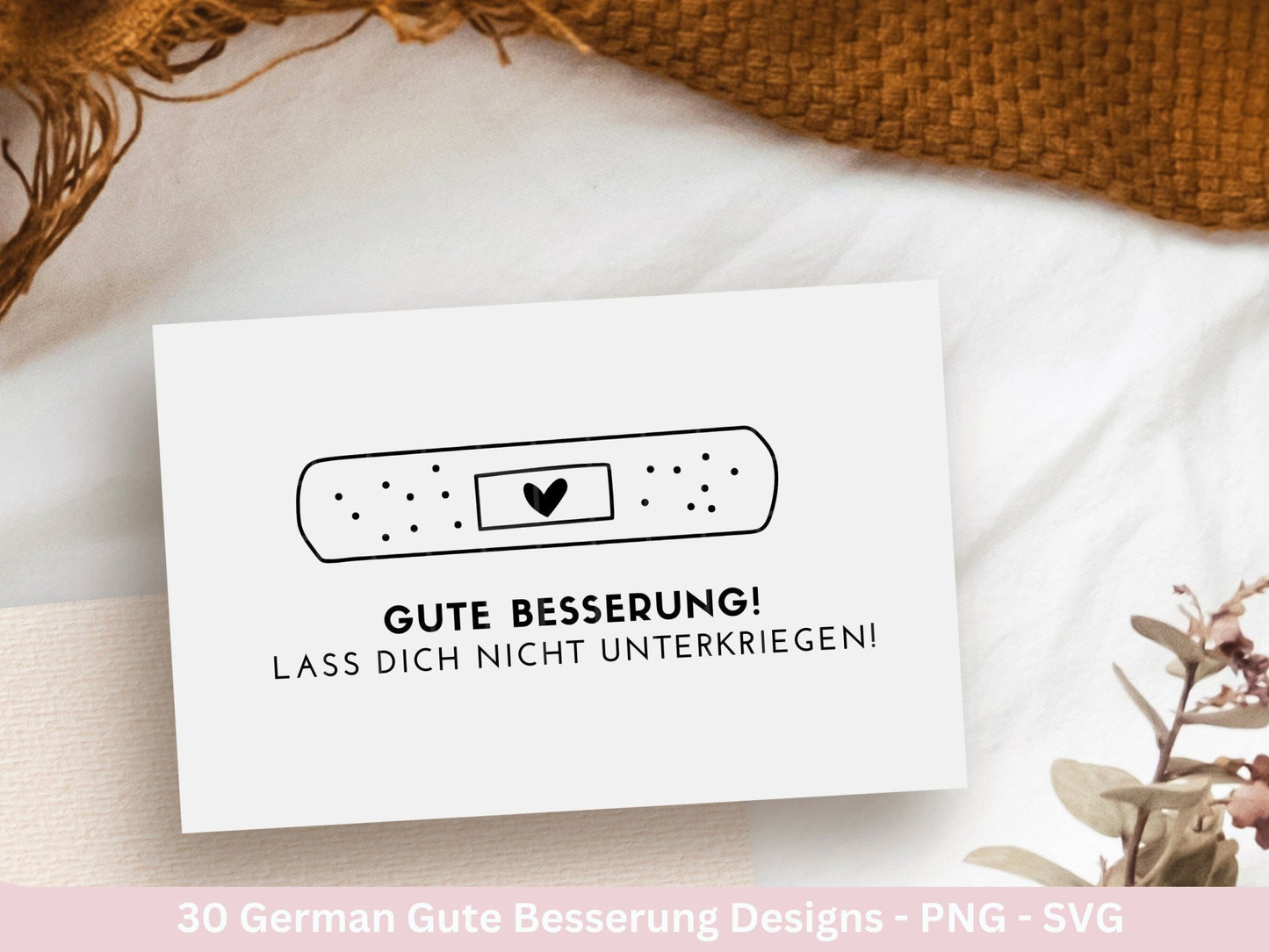 Deutsche Plotterdatei Gute Besserung - Gute Besserungspflaster - Wildblumen svg - Genesung Werde schnell gesund svg - Cricut Silhouette