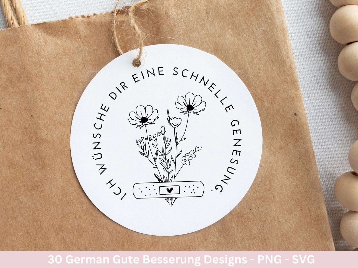 Deutsche Plotterdatei Gute Besserung - Gute Besserungspflaster - Wildblumen svg - Genesung Werde schnell gesund svg - Cricut Silhouette