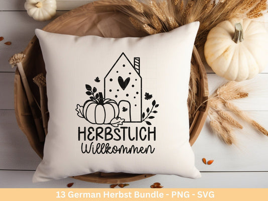 Deutsche Plotterdatei Herbst - Hallo Herbst - Cricut Silhouette Studio Plotterdatei - Herbstzauber - Herbstgrüße SVG Bundle - Kürbis Blätter - EmidaDesign