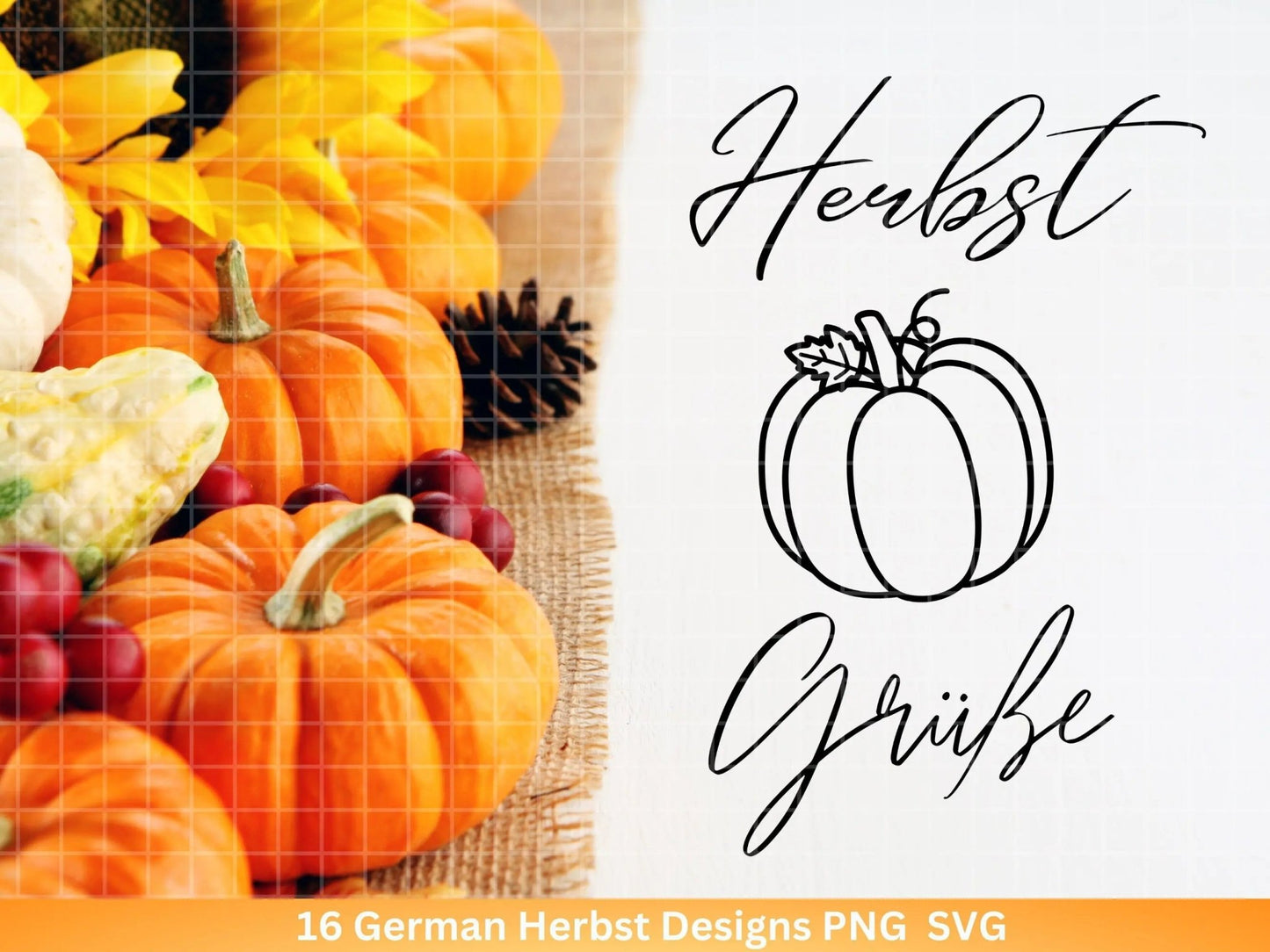 Deutsche Plotterdatei Herbst - Hallo Herbst - Cricut Silhouette Studio Plotterdatei -Herbstzauber - Herbstgrüße SVG Bundle - Kürbis Blätter