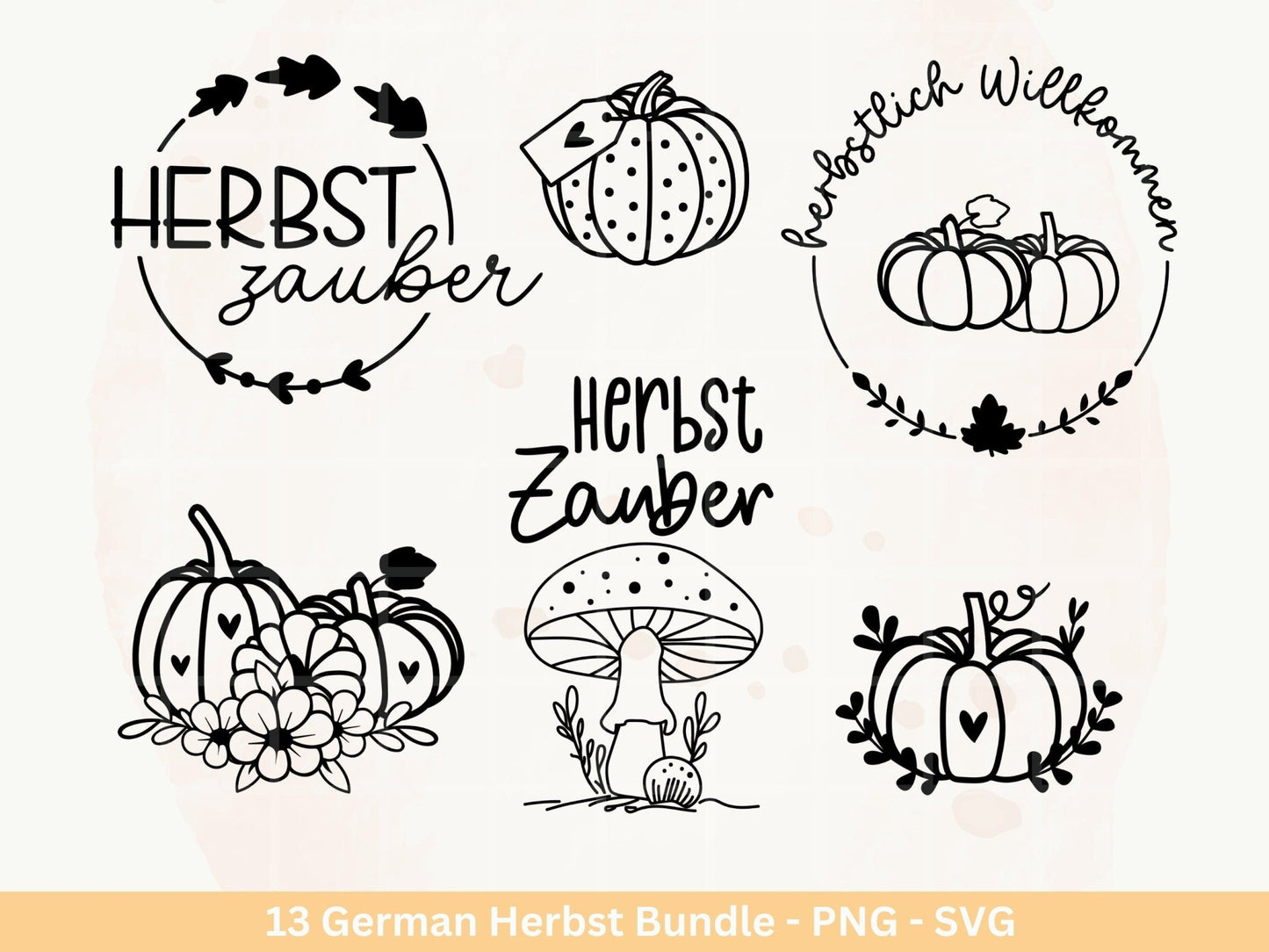 Deutsche Plotterdatei Herbst - Hallo Herbst - Cricut Silhouette Studio Plotterdatei - Herbstzauber - Herbstgrüße SVG Bundle - Kürbis Blätter - EmidaDesign