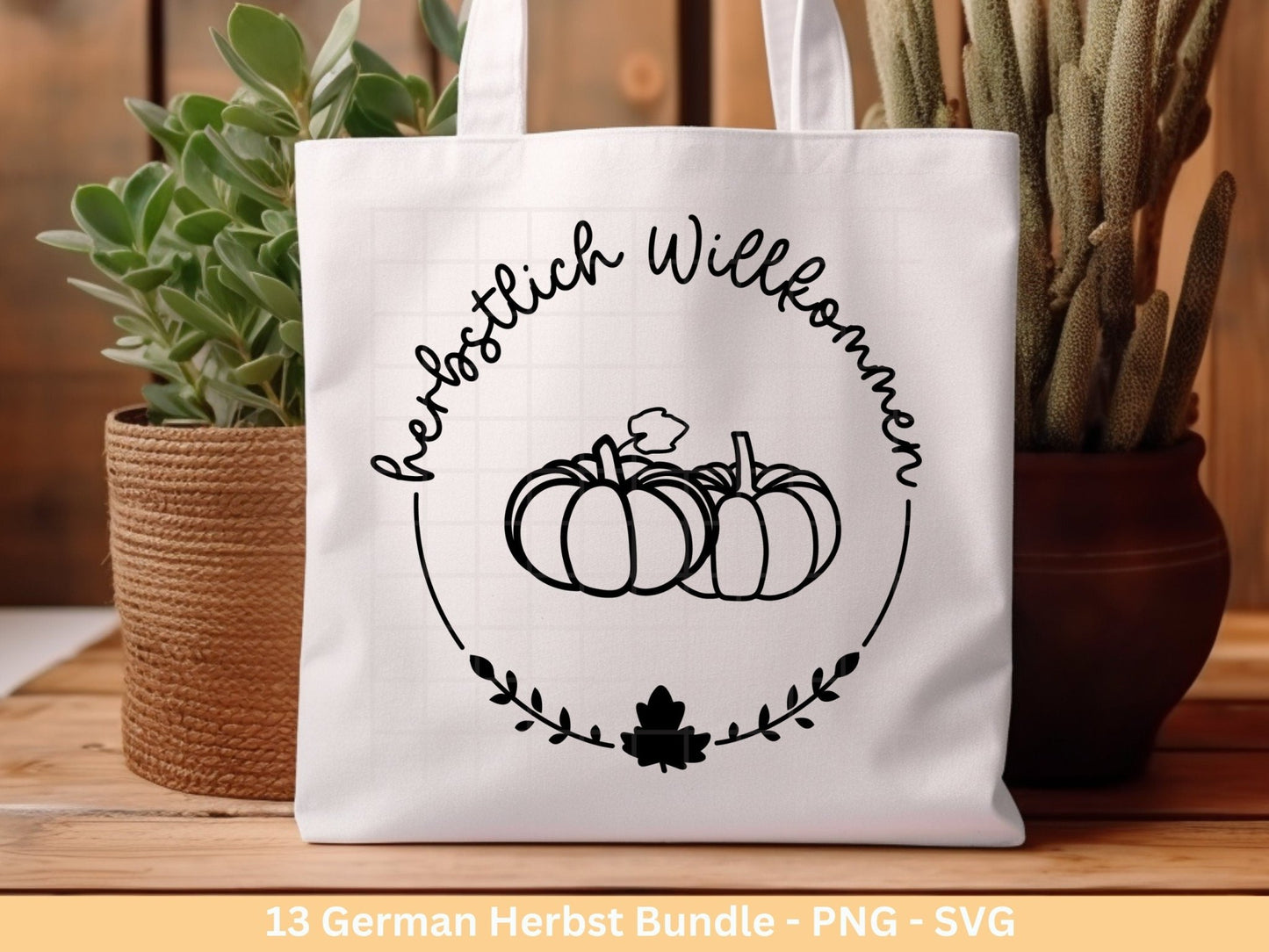 Deutsche Plotterdatei Herbst - Hallo Herbst - Cricut Silhouette Studio Plotterdatei - Herbstzauber - Herbstgrüße SVG Bundle - Kürbis Blätter - EmidaDesign