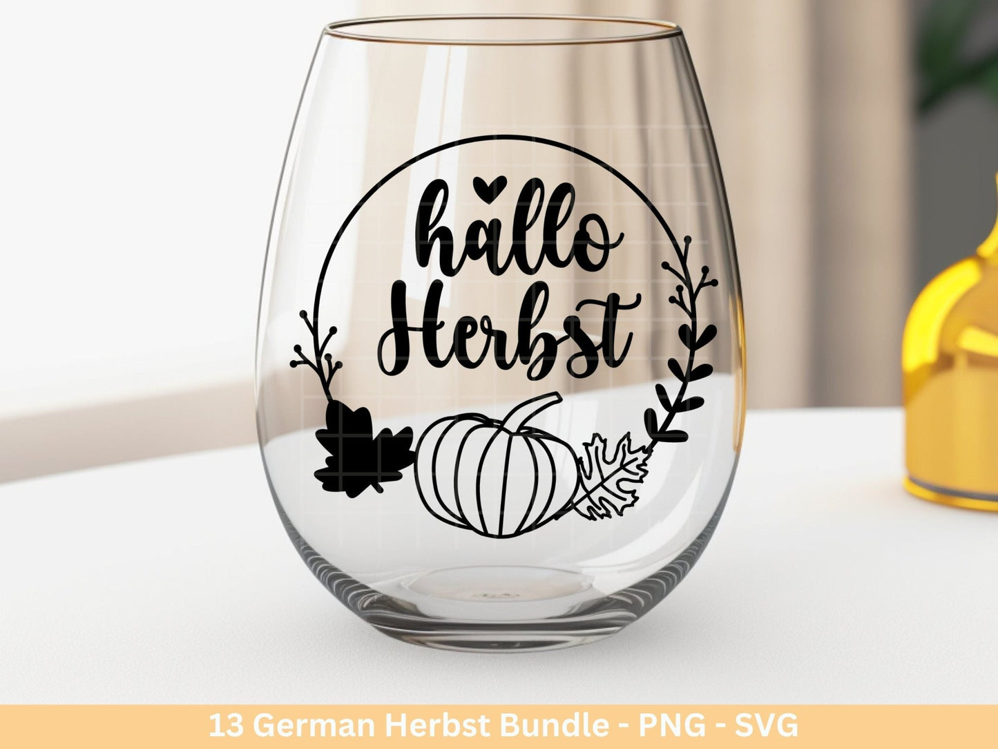 Deutsche Plotterdatei Herbst - Hallo Herbst - Cricut Silhouette Studio Plotterdatei - Herbstzauber - Herbstgrüße SVG Bundle - Kürbis Blätter - EmidaDesign