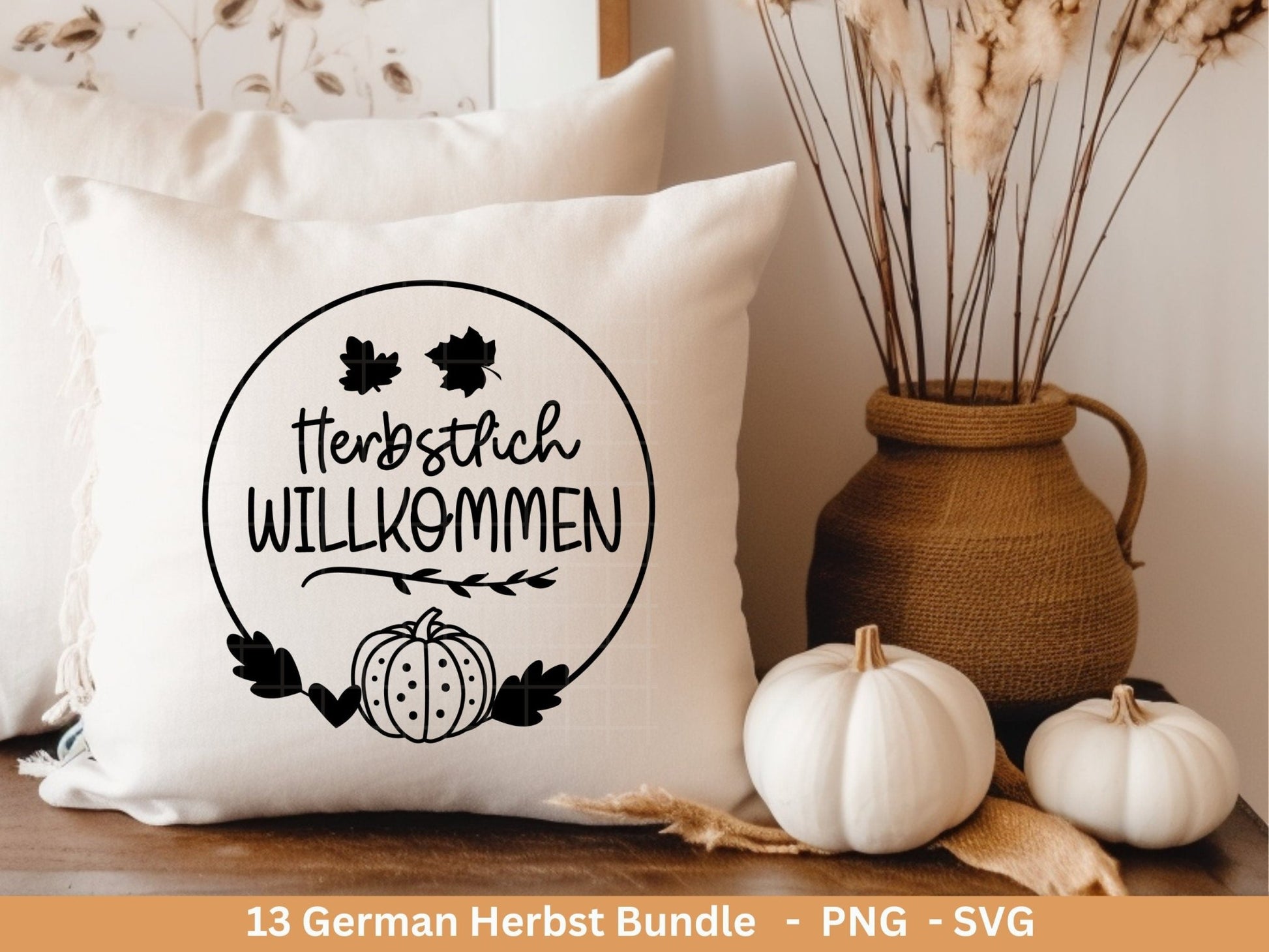 Deutsche Plotterdatei Herbst - Hallo Herbst - Cricut Silhouette Studio Plotterdatei - Herbstzauber - Herbstgrüße SVG Bundle - Kürbis Blätter - EmidaDesign