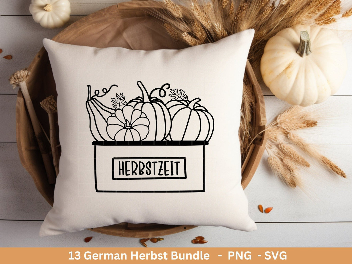 Deutsche Plotterdatei Herbst - Hallo Herbst - Cricut Silhouette Studio Plotterdatei - Herbstzauber - Herbstgrüße SVG Bundle - Kürbis Blätter - EmidaDesign