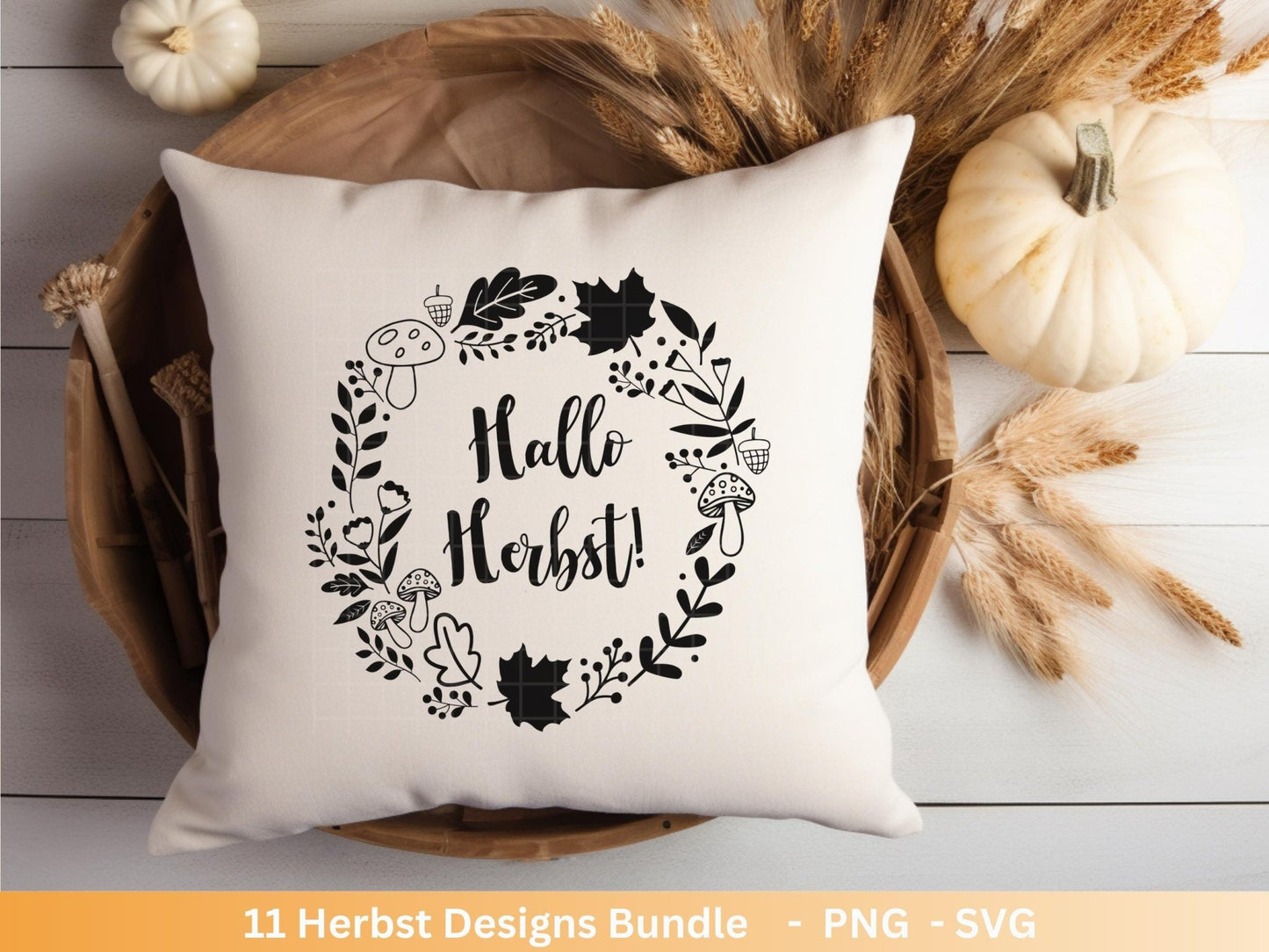 Deutsche Plotterdatei Herbst - Hallo Herbst - Cricut svg - Herbstzauber - Herbstgrüße SVG Bundle - Kürbis Blätter - Laserdatei Herbst - Igel - EmidaDesign