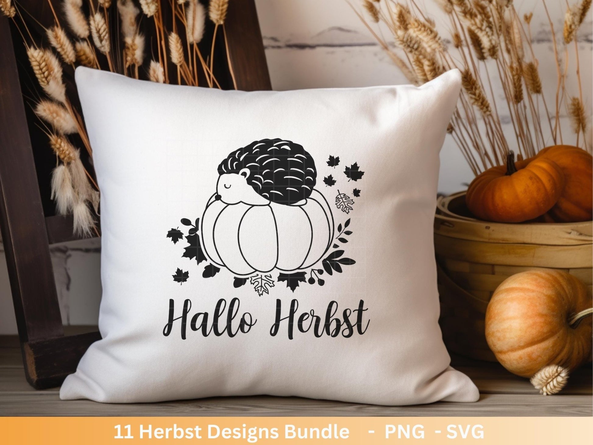 Deutsche Plotterdatei Herbst - Hallo Herbst - Cricut svg - Herbstzauber - Herbstgrüße SVG Bundle - Kürbis Blätter - Laserdatei Herbst - Igel - EmidaDesign