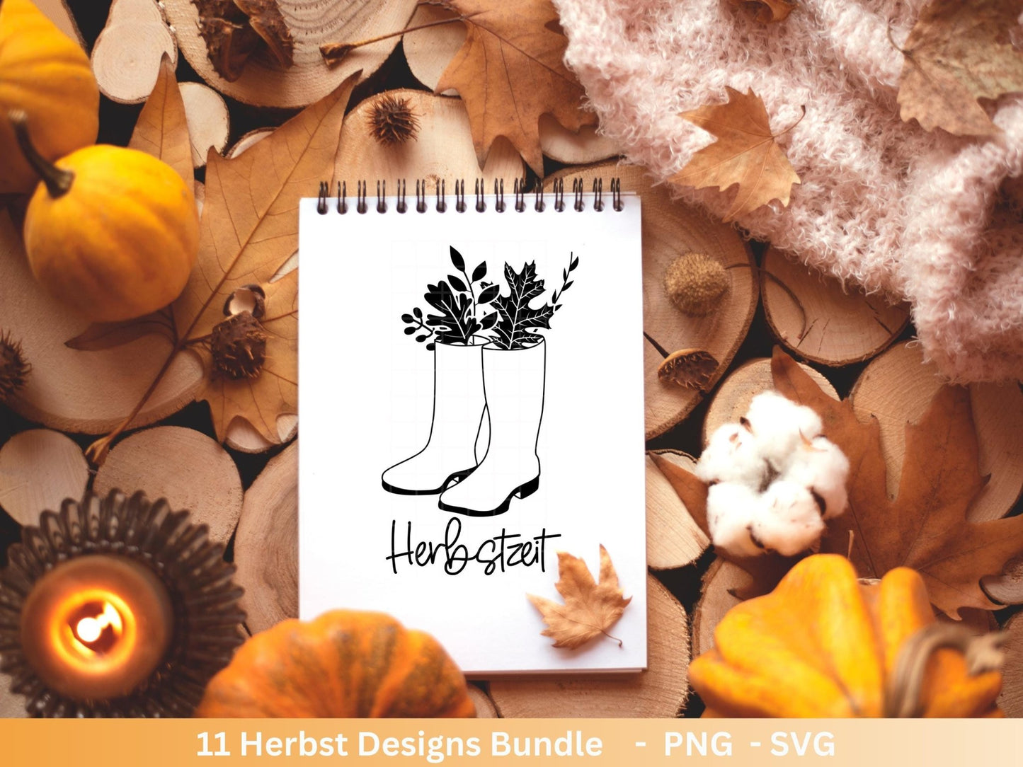 Deutsche Plotterdatei Herbst - Hallo Herbst - Cricut svg - Herbstzauber - Herbstgrüße SVG Bundle - Kürbis Blätter - Laserdatei Herbst - Igel - EmidaDesign