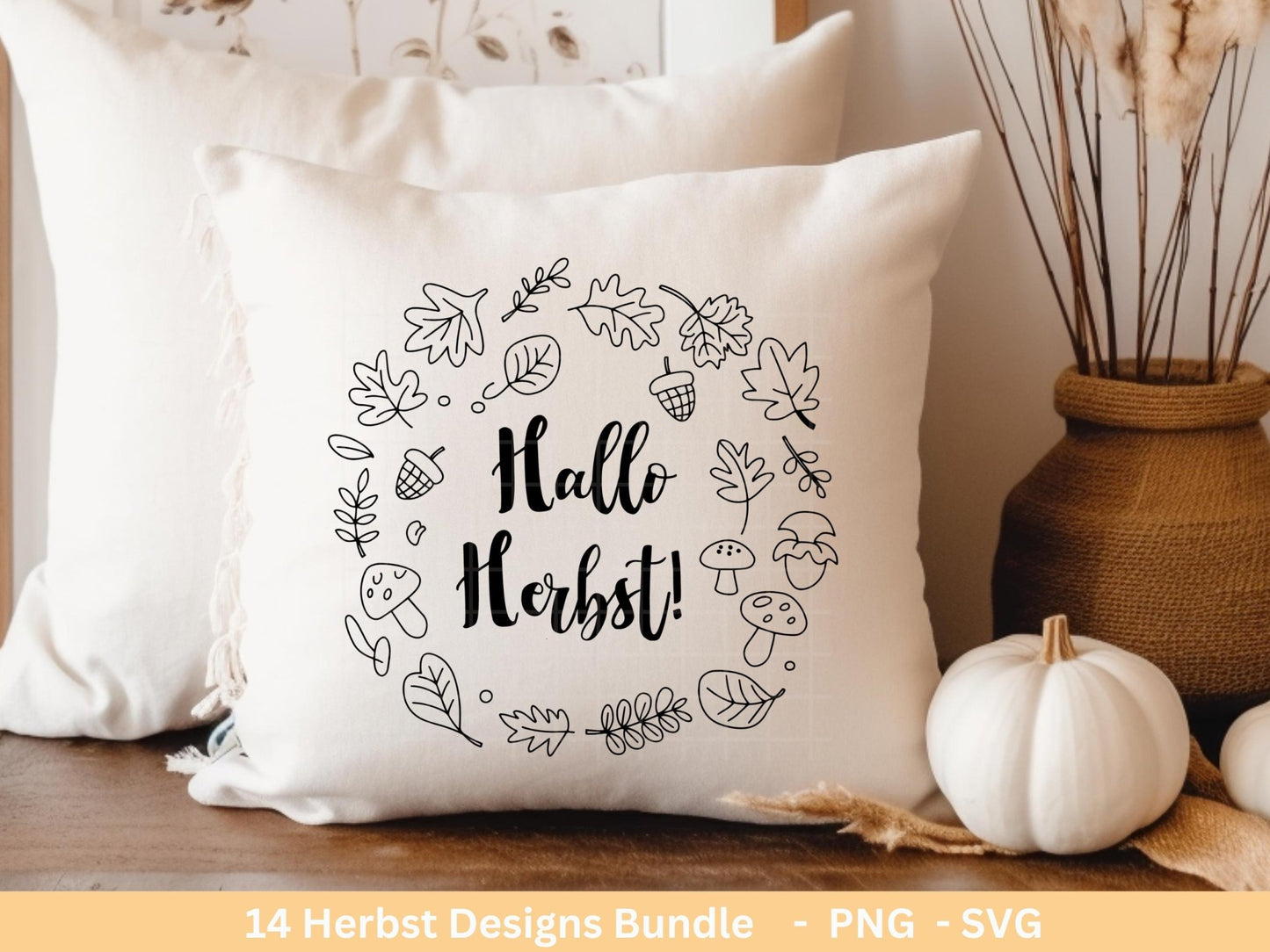 Deutsche Plotterdatei Herbst - Hallo Herbst - Cricut svg - Herbstzauber - Herbstgrüße SVG Bundle - Kürbis Blätter - Laserdatei Herbst Igel - EmidaDesign