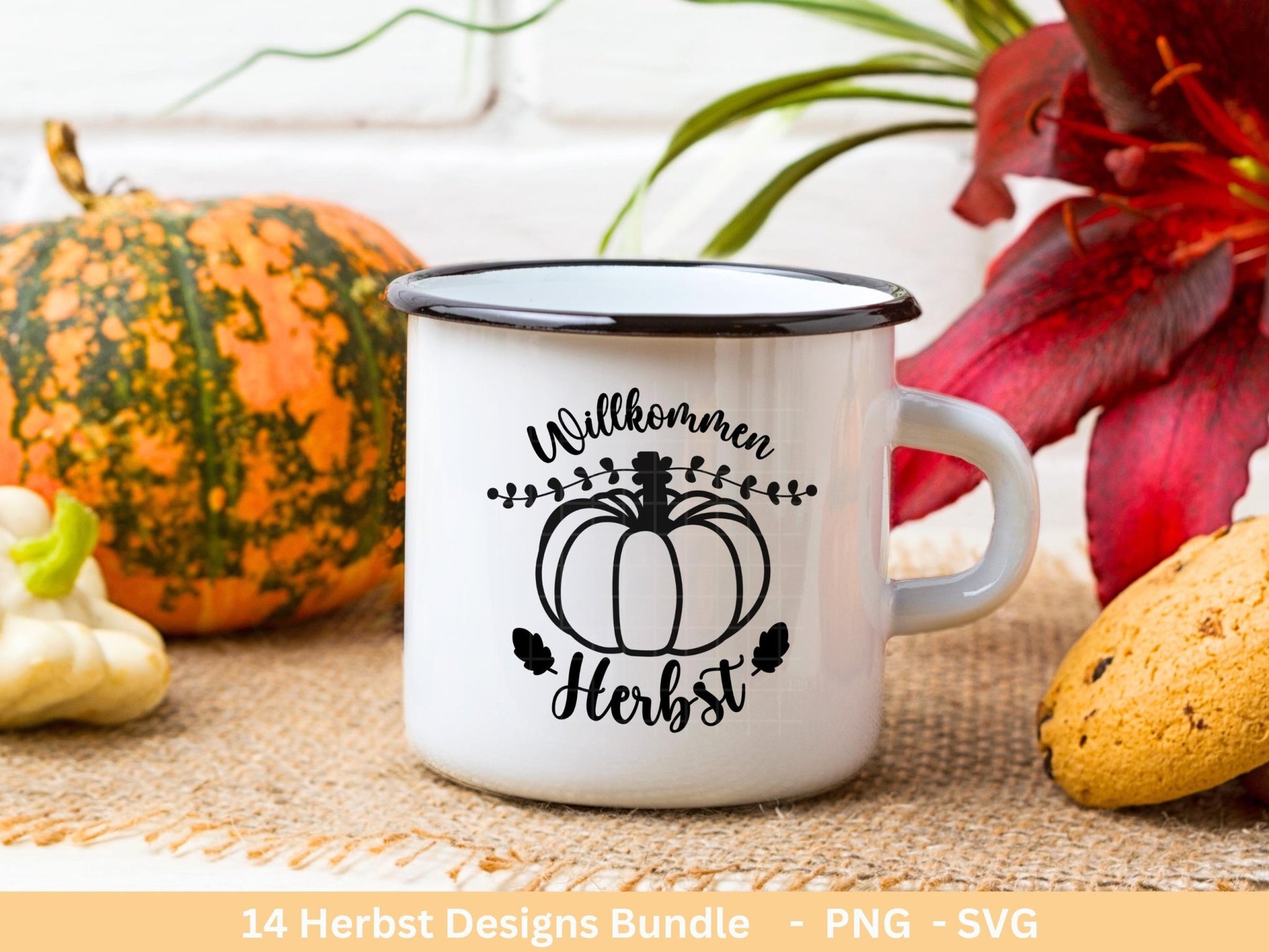 Deutsche Plotterdatei Herbst - Hallo Herbst - Cricut svg - Herbstzauber - Herbstgrüße SVG Bundle - Kürbis Blätter - Laserdatei Herbst Igel - EmidaDesign