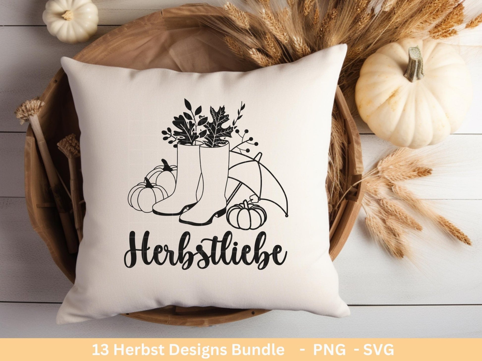 Deutsche Plotterdatei Herbst - Hallo Herbst - Cricut svg - Herbstzauber - Herbstgrüße SVG Bundle - Kürbis Blätter - Laserdatei Herbst Pilze - EmidaDesign