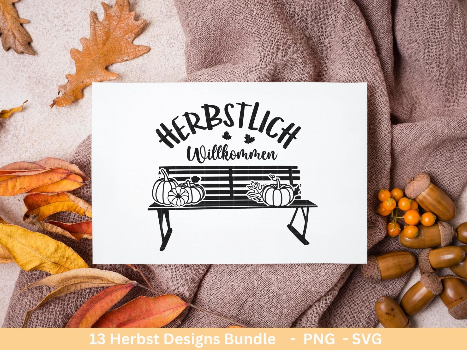 Deutsche Plotterdatei Herbst - Hallo Herbst - Cricut svg - Herbstzauber - Herbstgrüße SVG Bundle - Kürbis Blätter - Laserdatei Herbst Pilze - EmidaDesign