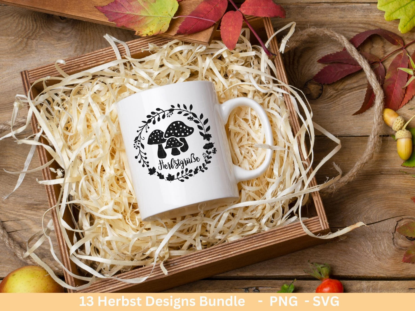 Deutsche Plotterdatei Herbst - Hallo Herbst - Cricut svg - Herbstzauber - Herbstgrüße SVG Bundle - Kürbis Blätter - Laserdatei Herbst Pilze - EmidaDesign