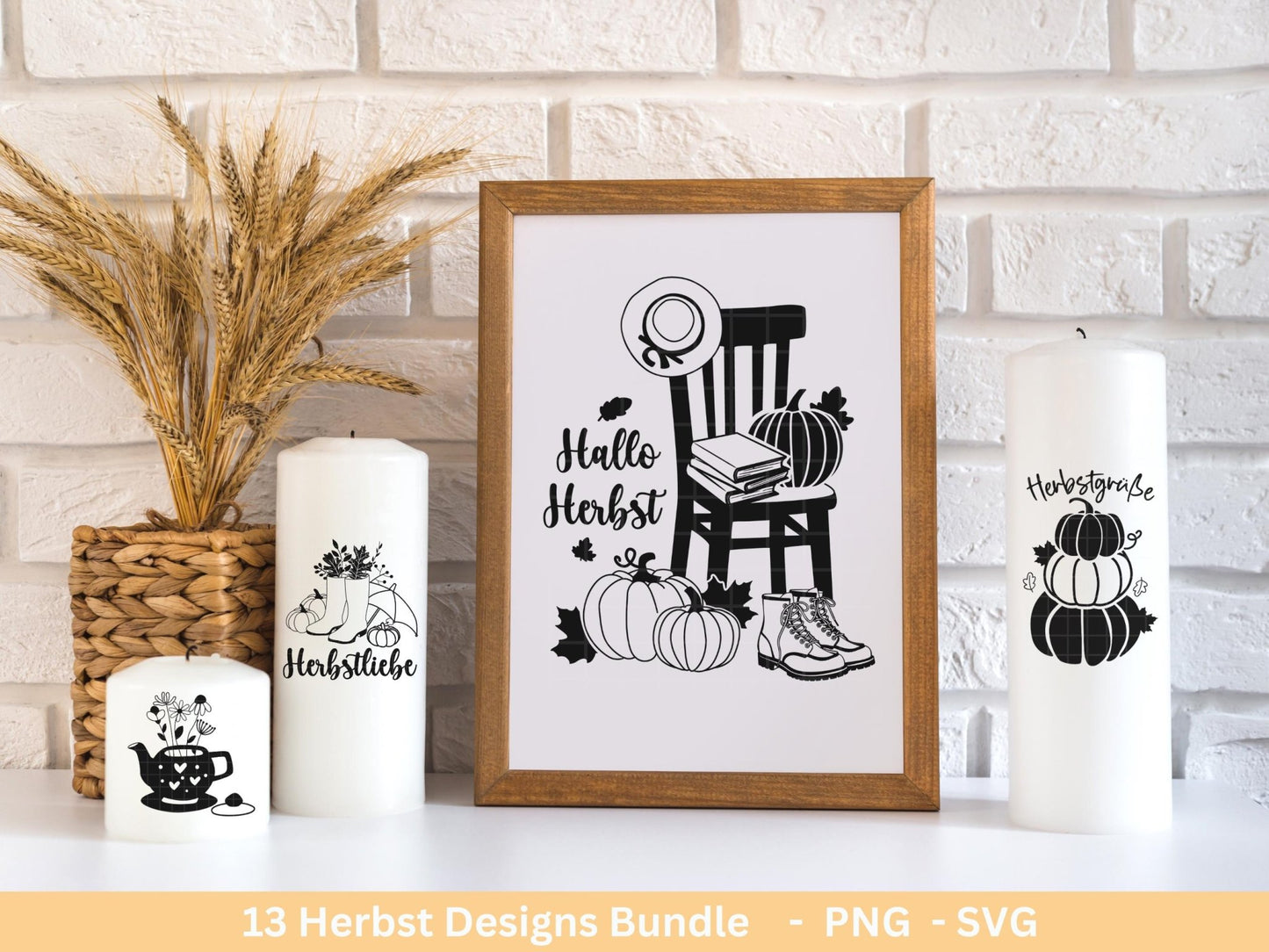 Deutsche Plotterdatei Herbst - Hallo Herbst - Cricut svg - Herbstzauber - Herbstgrüße SVG Bundle - Kürbis Blätter - Laserdatei Herbst Pilze - EmidaDesign