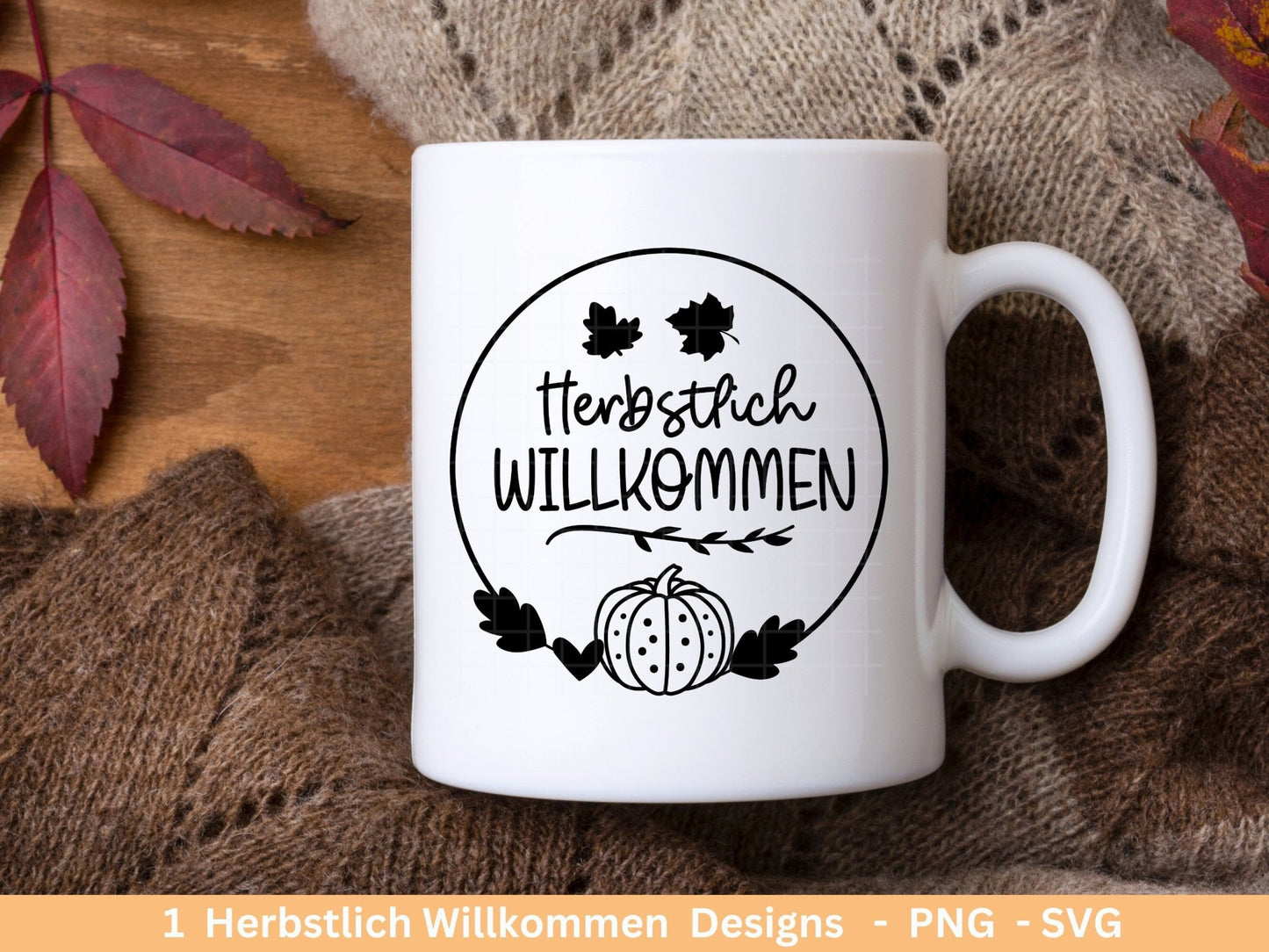 Deutsche Plotterdatei Herbst - Herbstlich Willkommen - Cricut Silhouette Studio Plotterdatei -Herbstzauber - Herbstgrüße - Kürbis Blätter - EmidaDesign