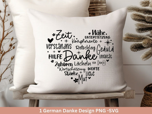 Deutsche Plotterdatei Herz Danke- Plotterdatei Muttertag svg - Herz svg - Deutsche Sprüche svg - Plotterdatei Danke - Cricut Silhouette