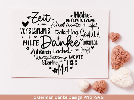 Deutsche Plotterdatei Herz Danke- Plotterdatei Muttertag svg - Herz svg - Deutsche Sprüche svg - Plotterdatei Danke - Cricut Silhouette