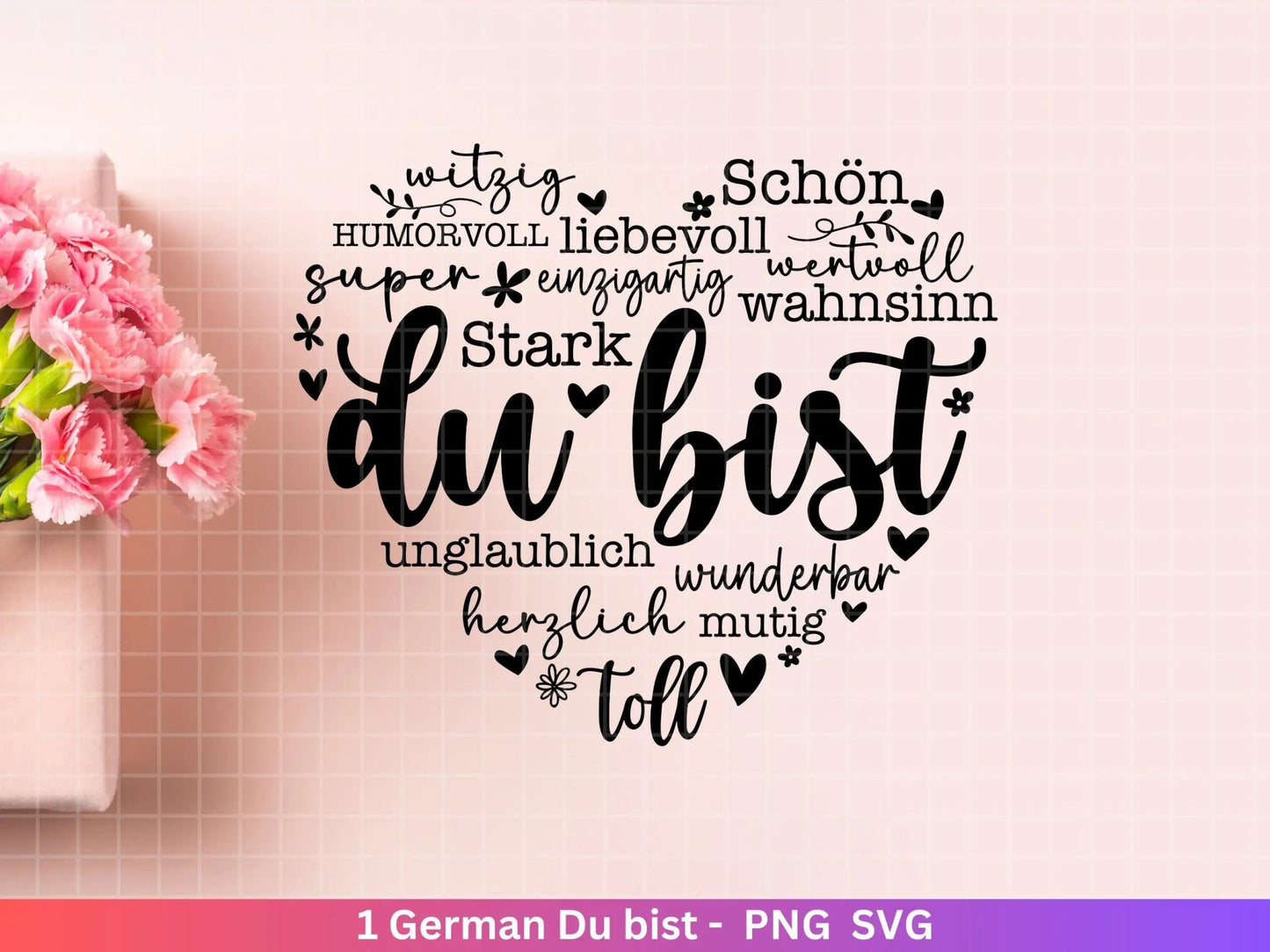 Deutsche Plotterdatei Herz Du bist - Plotterdatei Muttertag svg - Herz svg - Deutsche Sprüche svg - Plotterdatei Geburtstag - Cricut Datei