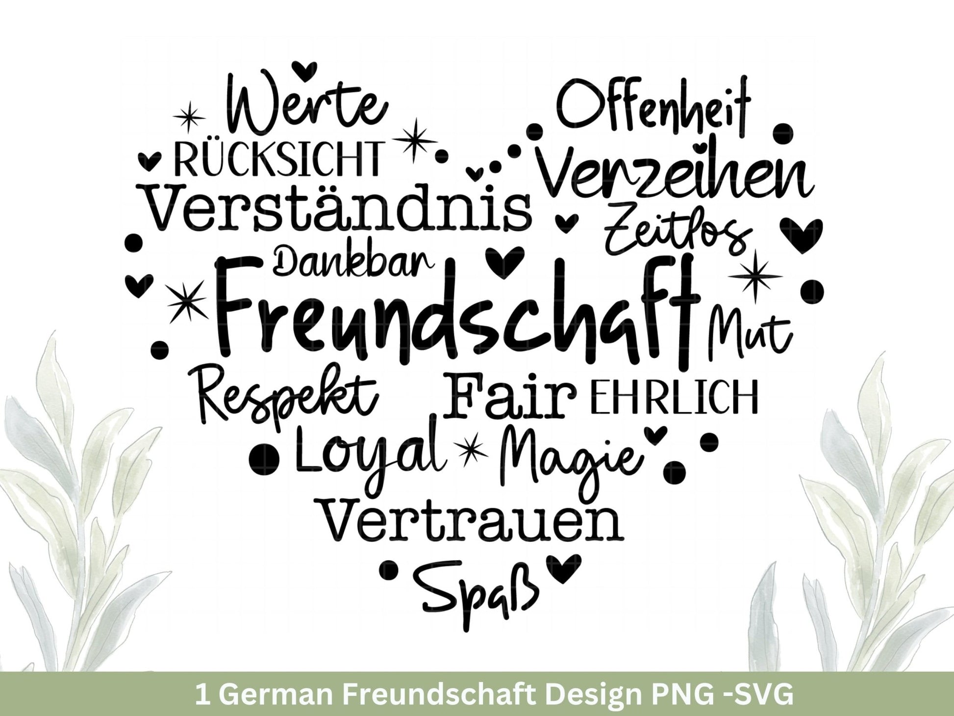 Deutsche Plotterdatei Herz Freundschaft- Plotterdatei Beste Freunde svg - Herz svg - Deutsche Sprüche svg - Freundin - Cricut Silhouette