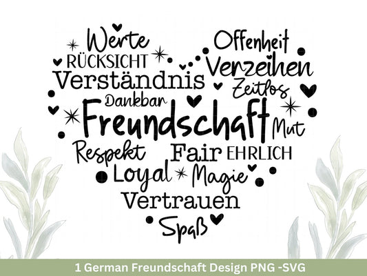 Deutsche Plotterdatei Herz Freundschaft- Plotterdatei Beste Freunde svg - Herz svg - Deutsche Sprüche svg - Freundin - Cricut Silhouette