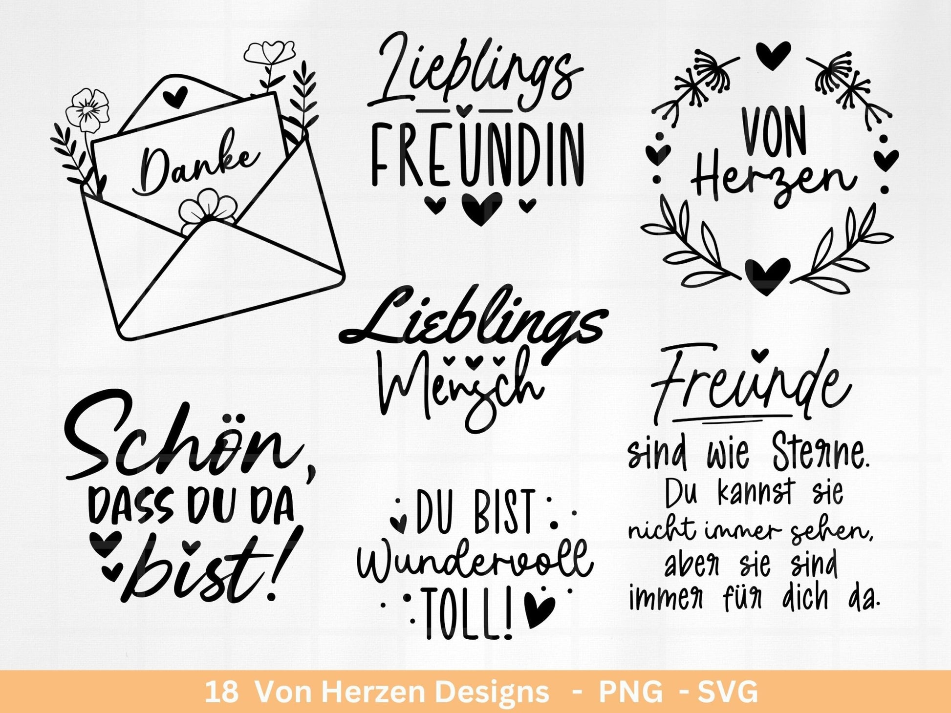 Deutsche Plotterdatei Herzensmensch- Danke Svg - Best Friends Svg - Von Herzen svg Cricut - Lieblingsmensch Svg - Schön das es dich gibt - EmidaDesign