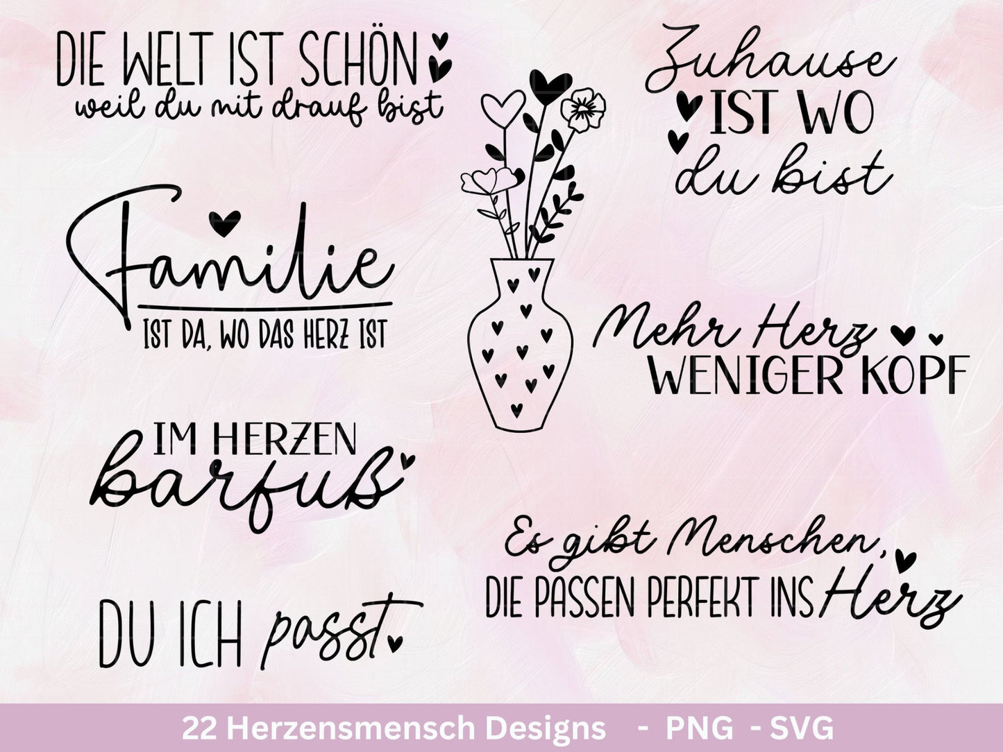 Deutsche Plotterdatei Herzensmensch - Danke Svg - Best Friends Svg - Von Herzen svg Cricut - Lieblingsmensch Svg - Schön das es dich gibt - EmidaDesign