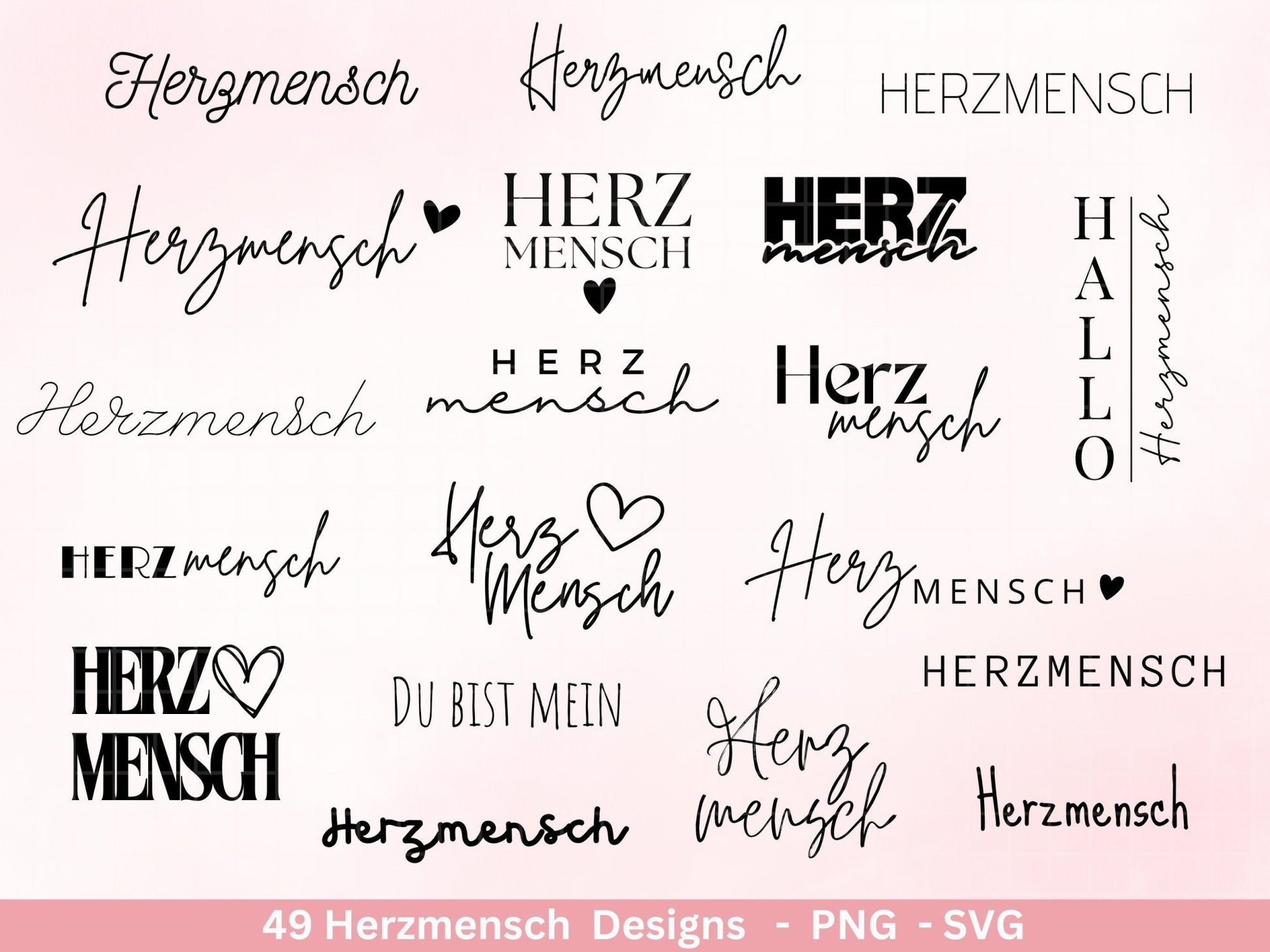 Deutsche Plotterdatei Herzmensch - Du bist toll - Lieblingsmensch - Cricut Silhouette Studio - Herzmensch Geschenk - Mit Liebe SVG Bundle - EmidaDesign