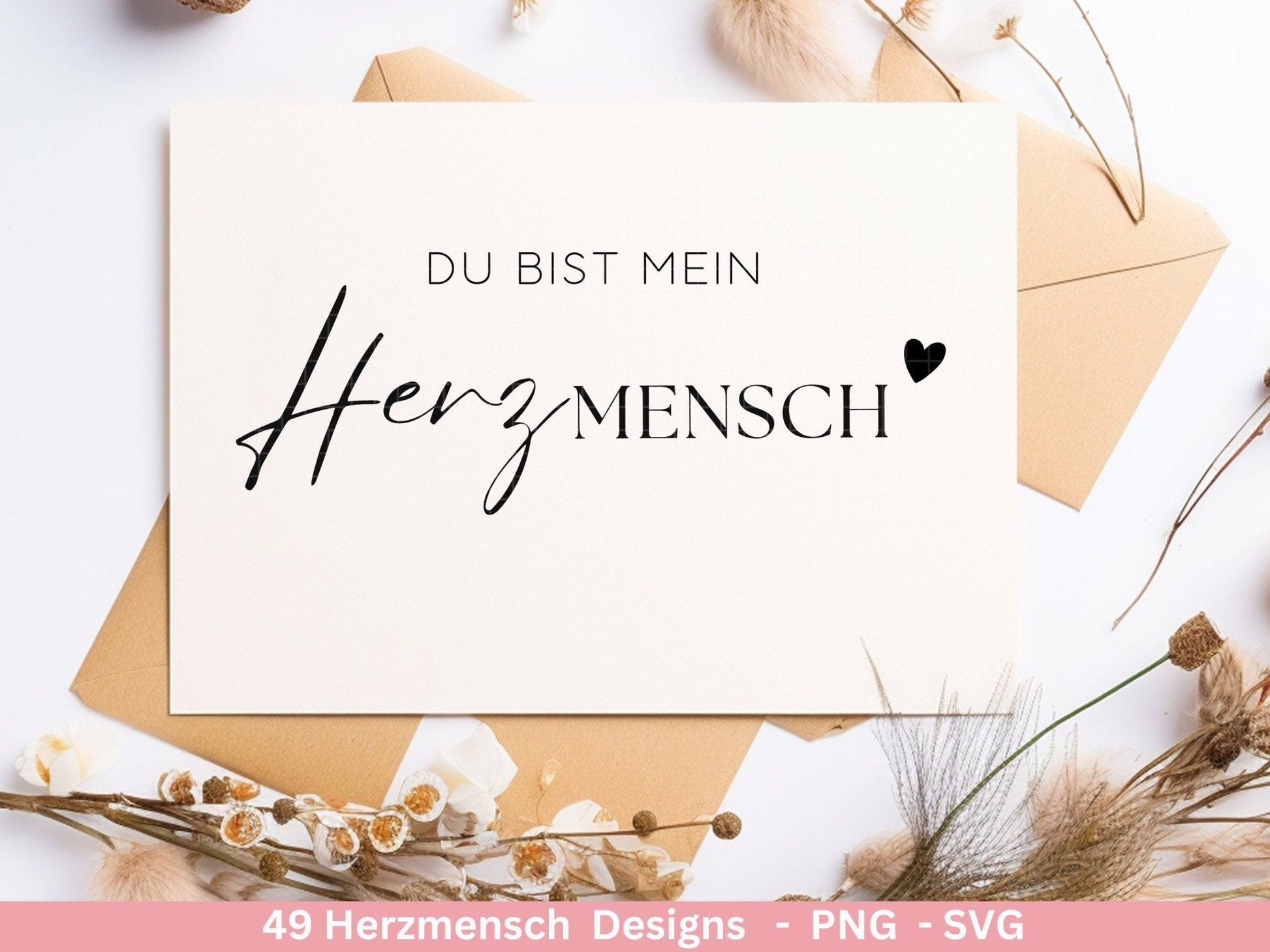 Deutsche Plotterdatei Herzmensch - Du bist toll - Lieblingsmensch - Cricut Silhouette Studio - Herzmensch Geschenk - Mit Liebe SVG Bundle - EmidaDesign