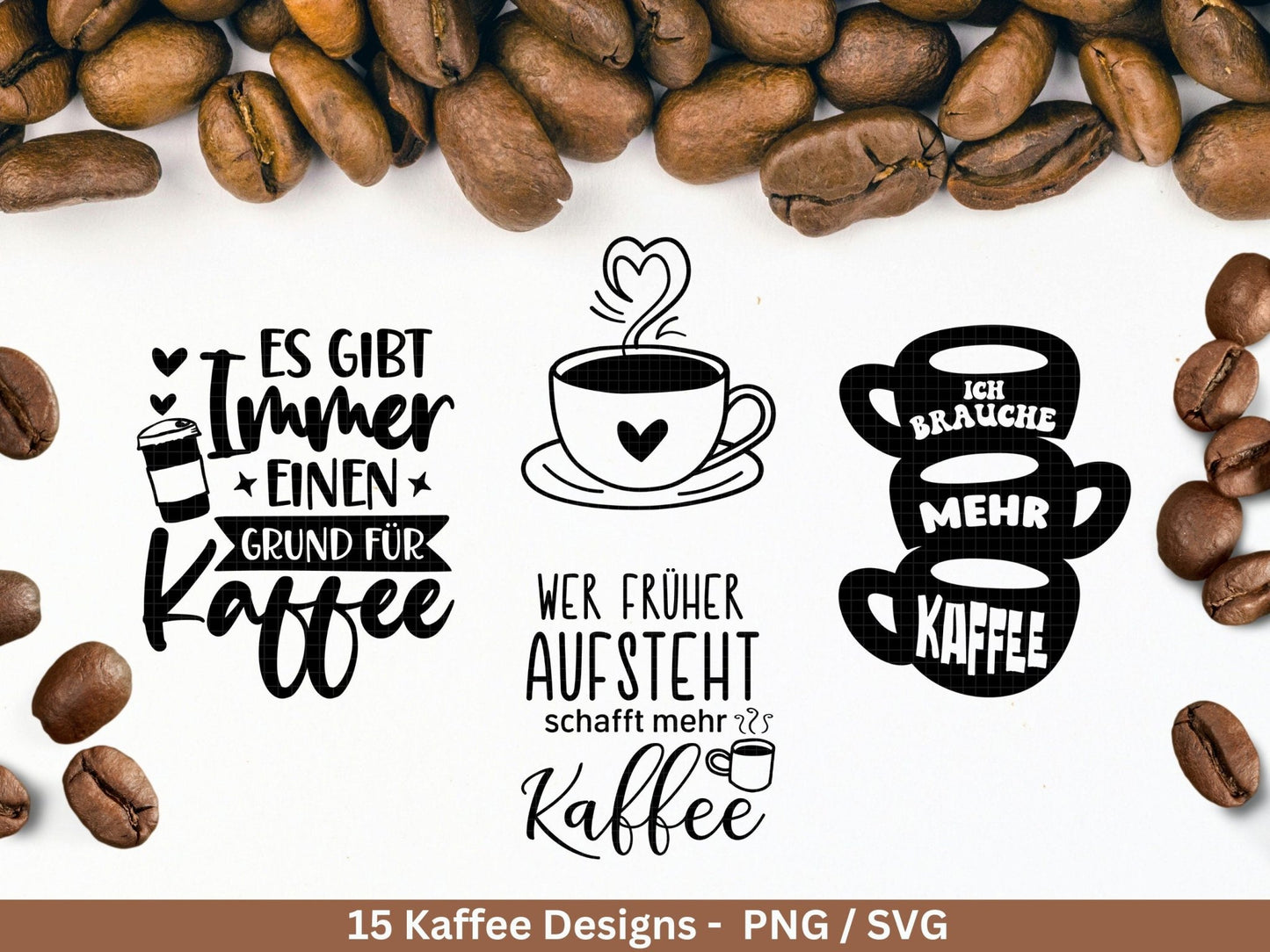 Deutsche Plotterdatei Kaffee - Kaffee svg Bundle - Kaffeetasse svg - Deutsche Sprüche Kaffee - Cricut Silhouette - Kaffee trinken lustig