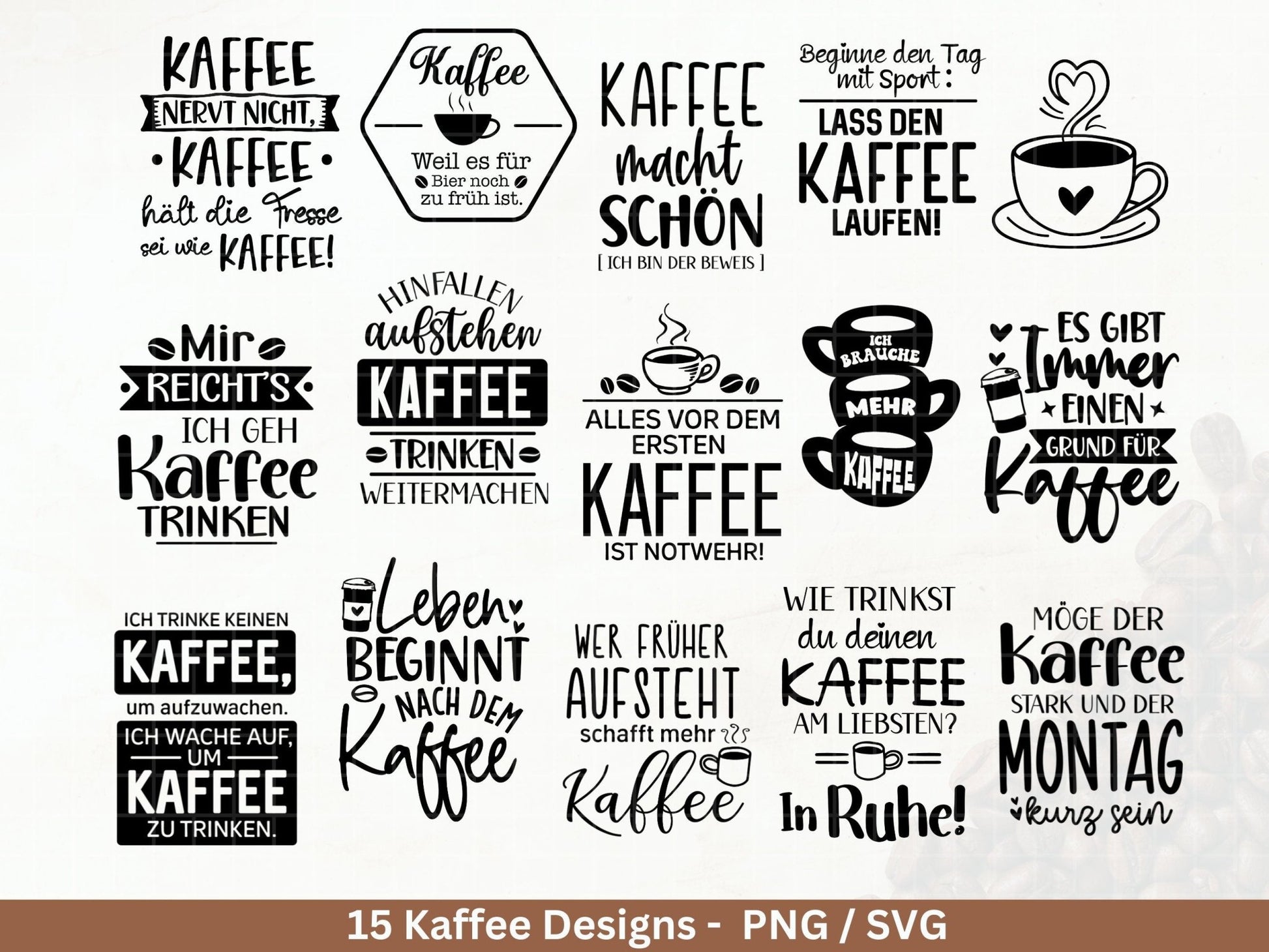 Deutsche Plotterdatei Kaffee - Kaffee svg Bundle - Kaffeetasse svg - Deutsche Sprüche Kaffee - Cricut Silhouette - Kaffee trinken lustig