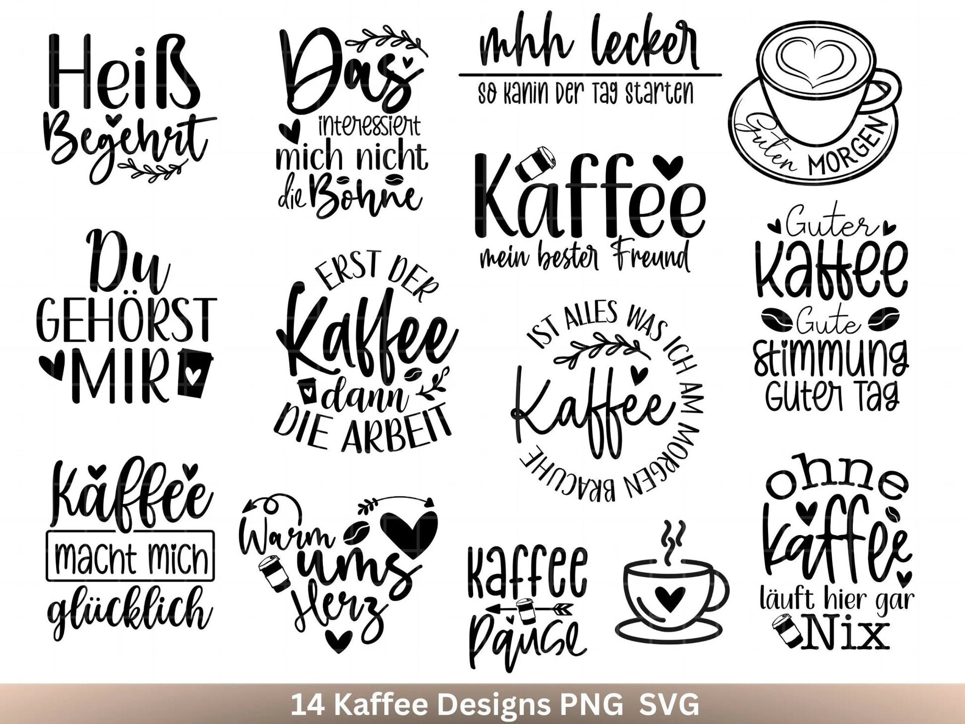 Deutsche Plotterdatei Kaffee - Kaffee svg Bundle - Kaffeetasse svg - Deutsche Sprüche Kaffee - Cricut Silhouette Studio Plotterdatei SVG