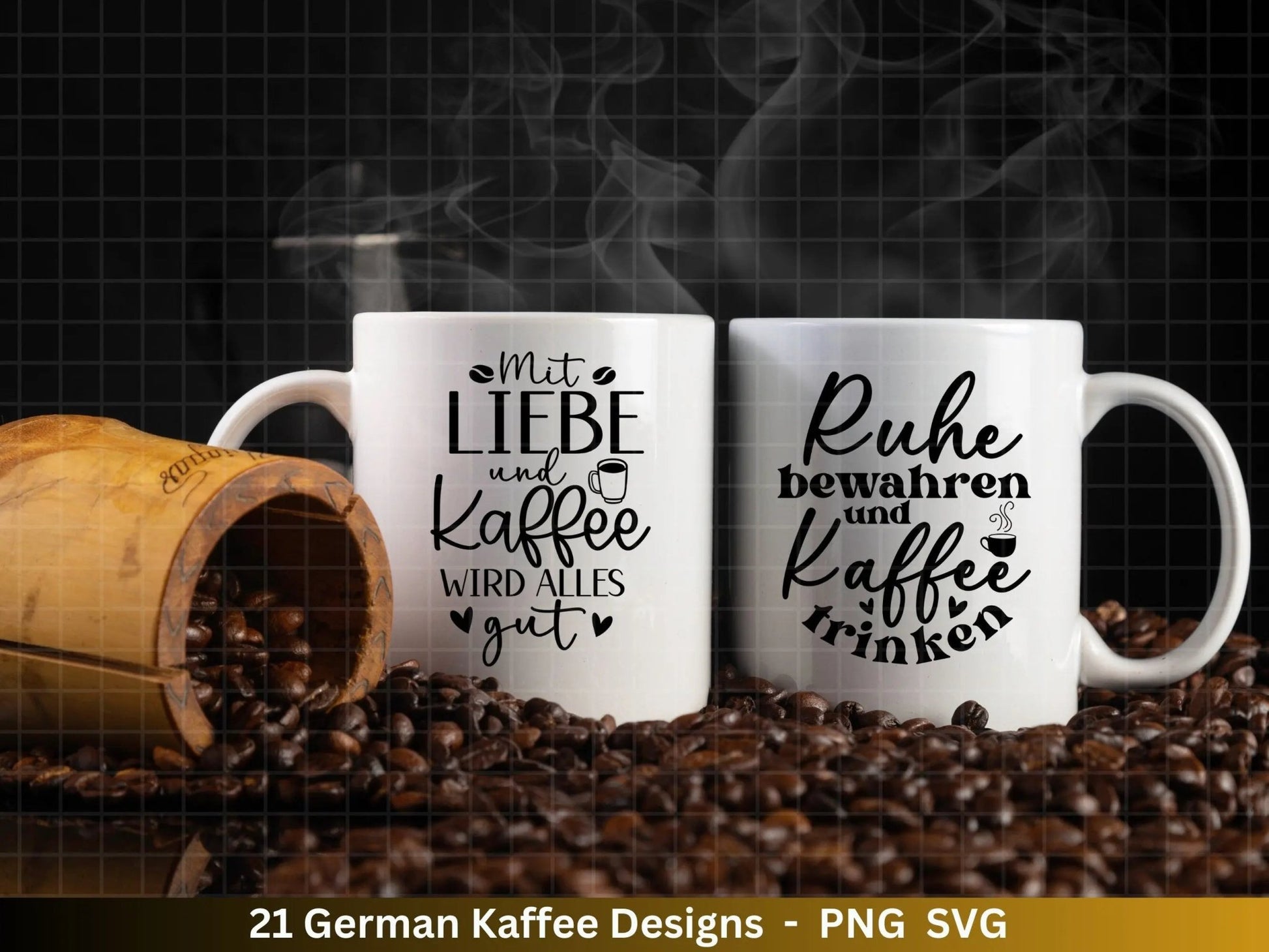 Deutsche Plotterdatei Kaffee - Kaffee svg Bundle - Kaffeetasse svg - Deutsche Sprüche Kaffee - Cricut Silhouette Studio Plotterdatei SVG