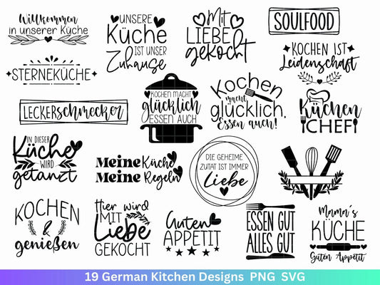 Deutsche Plotterdatei Küche Svg - Kochen svg Bundle - Chefkoch svg - Deutsche Sprüche Küche - Cricut Silhouette Studio Plotterdatei SVG