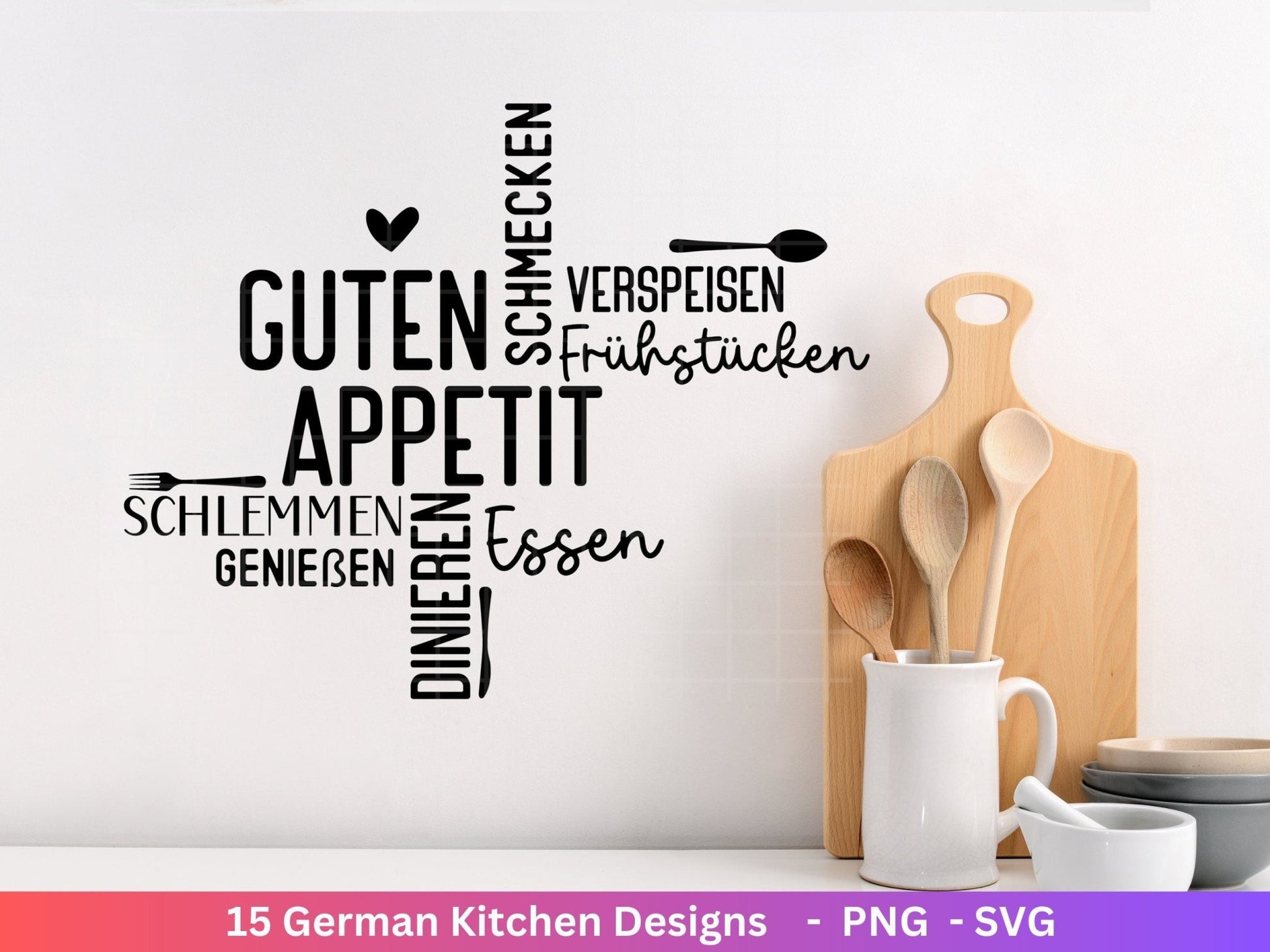 Deutsche Plotterdatei Küche Svg - Kochen svg Bundle - Chefkoch svg - Deutsche Sprüche Küche - Cricut Silhouette Studio Plotterdatei SVG - EmidaDesign