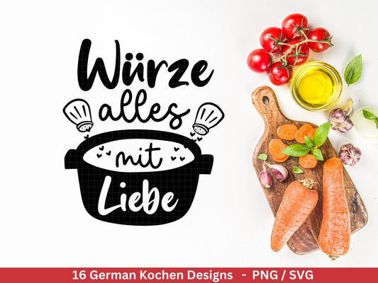 Deutsche Plotterdatei Küche Svg - Kochen svg Bundle - Chefkoch svg - Deutsche Sprüche Küche - Cricut Silhouette Studio Plotterdatei SVG