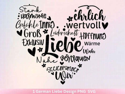 Deutsche Plotterdatei Liebe - Plotterdatei Herz svg - Liebessprüche svg - Deutsche Sprüche svg - Plotterdatei Geburtstag - Cricut Datei