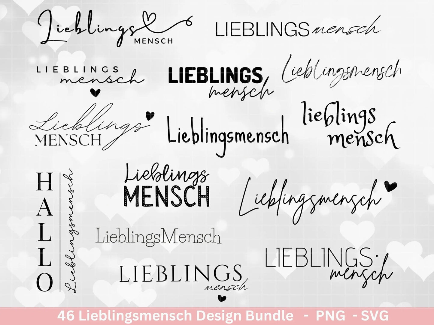 Deutsche Plotterdatei Lieblingsmensch - Du bist toll - Cricut Silhouette Studio Plotterdatei - Herzmensch Geschenk - Mit Liebe SVG Bundle