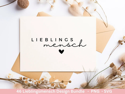 Deutsche Plotterdatei Lieblingsmensch - Du bist toll - Cricut Silhouette Studio Plotterdatei - Herzmensch Geschenk - Mit Liebe SVG Bundle