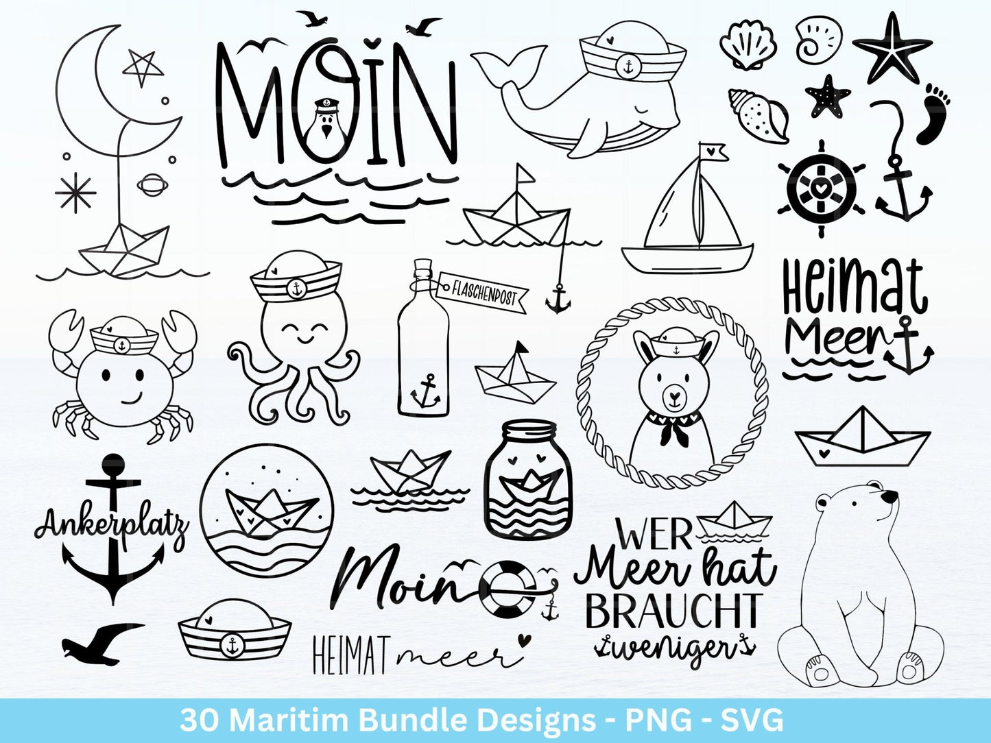 Deutsche Plotterdatei Maritim - Moin Plotterdatei - Nautical Clipart - Ankerplatz svg - Möwen svg - Wilkommen im Norden svg - Cricut Ahoi - EmidaDesign