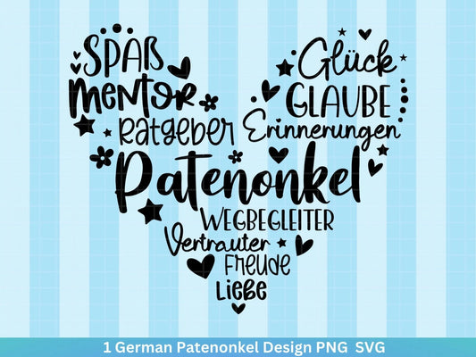 Deutsche Plotterdatei Patenonkel - Plotterdatei Herz svg - Patenonkel svg - Deutsche Sprüche svg - Plotterdatei Geschenk - Cricut Datei