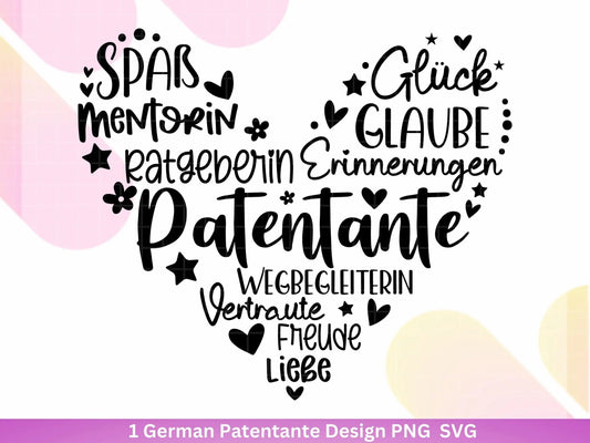 Deutsche Plotterdatei Patentante - Plotterdatei Herz svg - Patentante svg - Deutsche Sprüche svg - Plotterdatei Geschenk - Cricut Datei