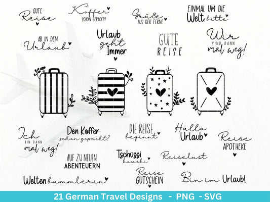 Deutsche Plotterdatei Reisen svg png Bundle - Koffer svg- Sommer svg - Reisen svg - Cricut Silhouette Studio - Reisen Sprüche - Urlaub svg