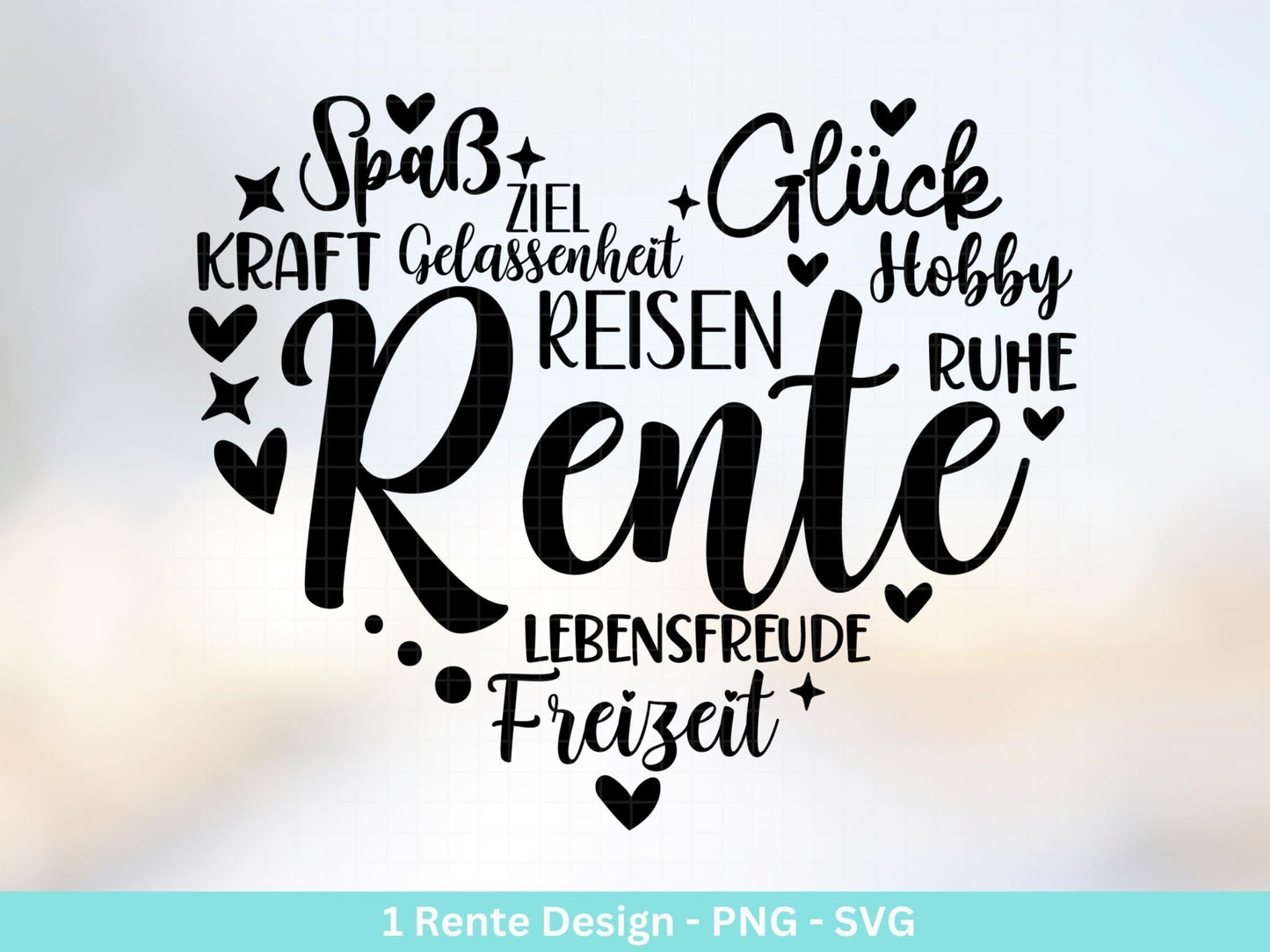 Deutsche Plotterdatei Rente - Rentner Sprüche - Geschenk zur Rente - Herz svg - Ruhestand svg - Deutsche Sprüche - Laserdatei - Cricut - EmidaDesign