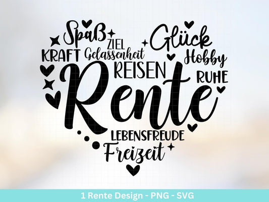 Deutsche Plotterdatei Rente - Rentner Sprüche - Geschenk zur Rente - Herz svg - Ruhestand svg - Deutsche Sprüche - Laserdatei - Cricut - EmidaDesign