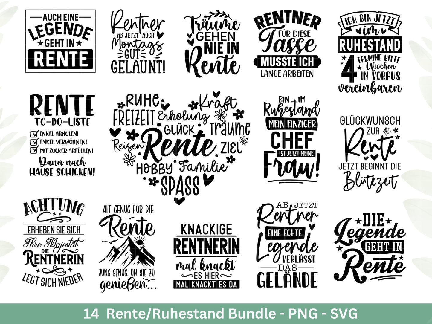 Deutsche Plotterdatei Rente - Rentner Sprüche - Geschenk zur Rente - Herz svg - Ruhestand svg - Deutsche Sprüche - Laserdatei - Cricut - EmidaDesign