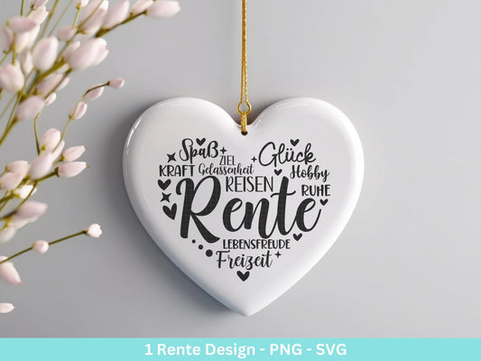 Deutsche Plotterdatei Rente - Rentner Sprüche - Geschenk zur Rente - Herz svg - Ruhestand svg - Deutsche Sprüche - Laserdatei - Cricut - EmidaDesign