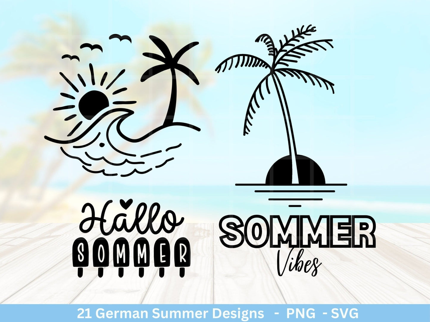 Deutsche Plotterdatei Sommer Urlaub - Strand svg- Sommer svg - Hallo Sommer svg - Cricut Silhouette - Sommer Spruch svg - Vitamin See - EmidaDesign